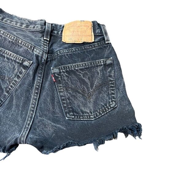 Levi’s 501 Dark Blue Distressed Cut Off Shorts - Picture 3 of 6